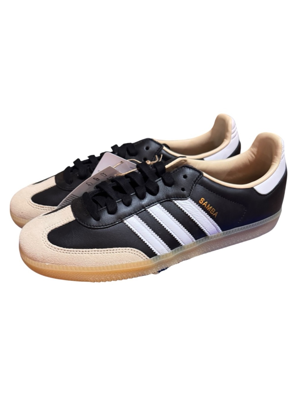 Men’s Original Adidas Samba Black, White & Tan Sneakers Size 10.5